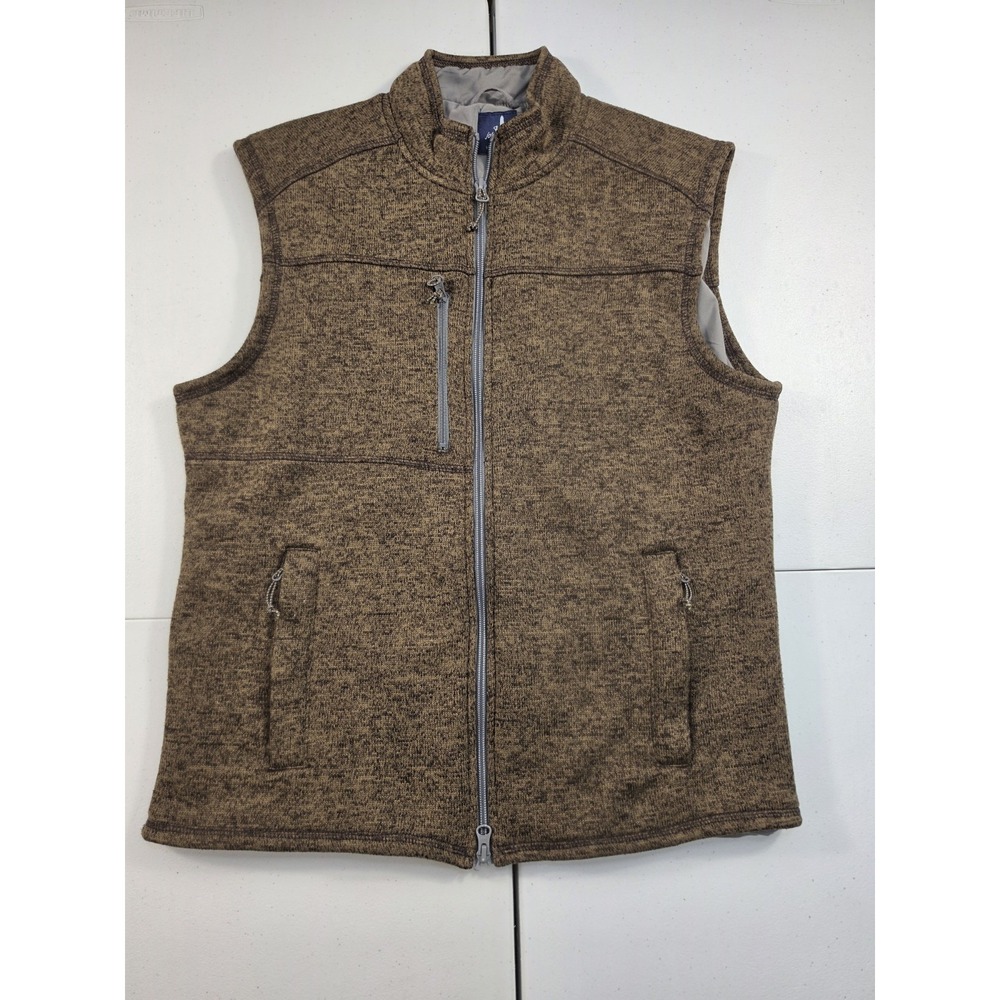 johnnie-O WES Vest M Brown Heather Full Zip 3 Pocket Casual Outdoor Layering